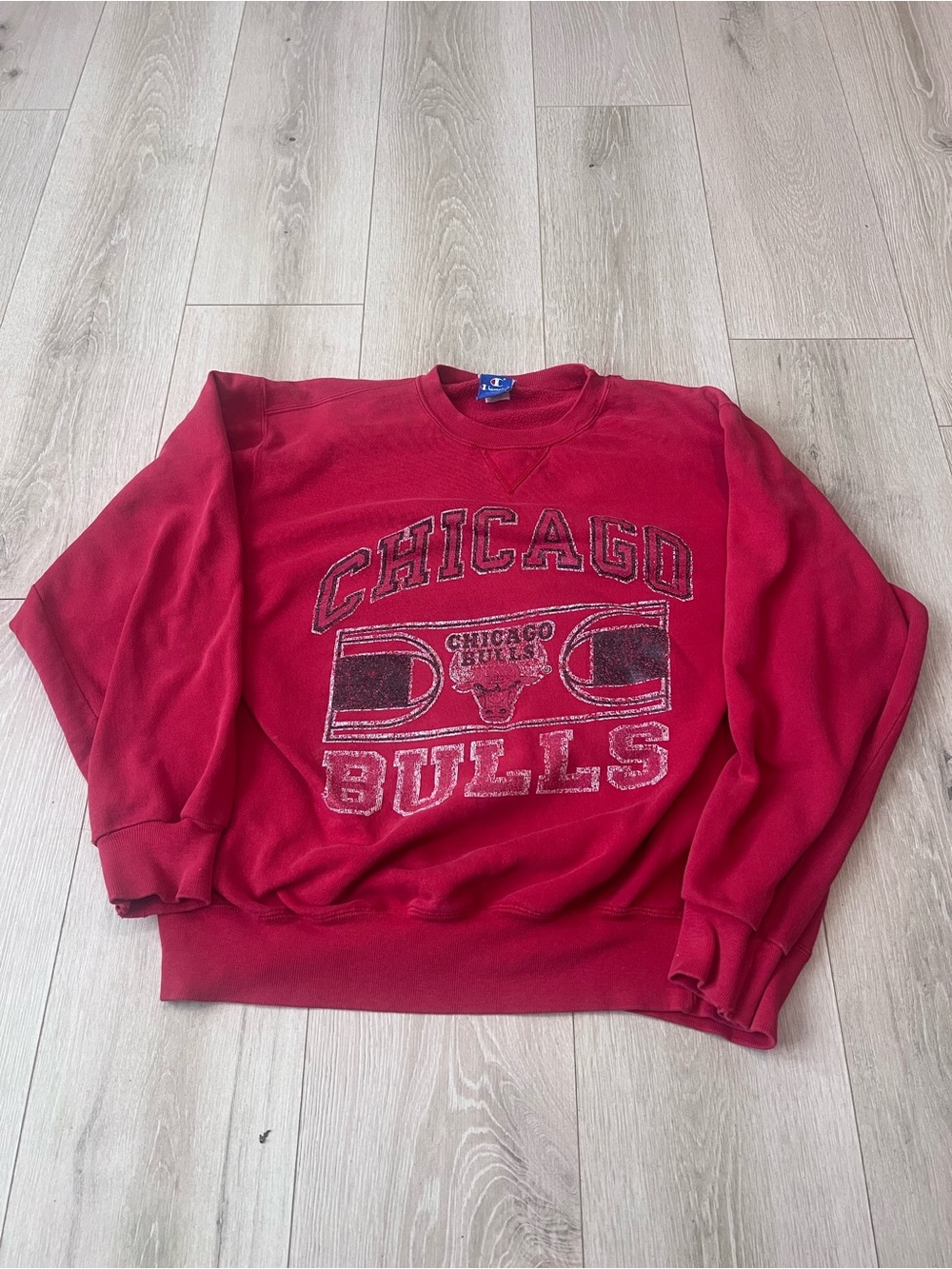 Champion Red Chicago Bulls Crewneck Sweatshirt